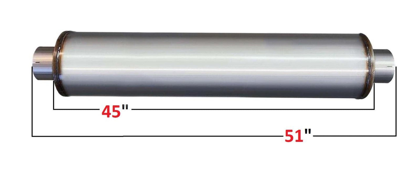 Performance Muffler 5" ID inlet / 5" outlet 45" body 51" Long
