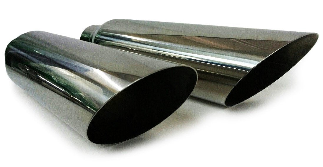 1987–2004 Dodge Ram 1500 and 2500 Dual 2.5'' Mandrel-Bent Exhaust Pipe with Rounded Edge Tips for Gas Models