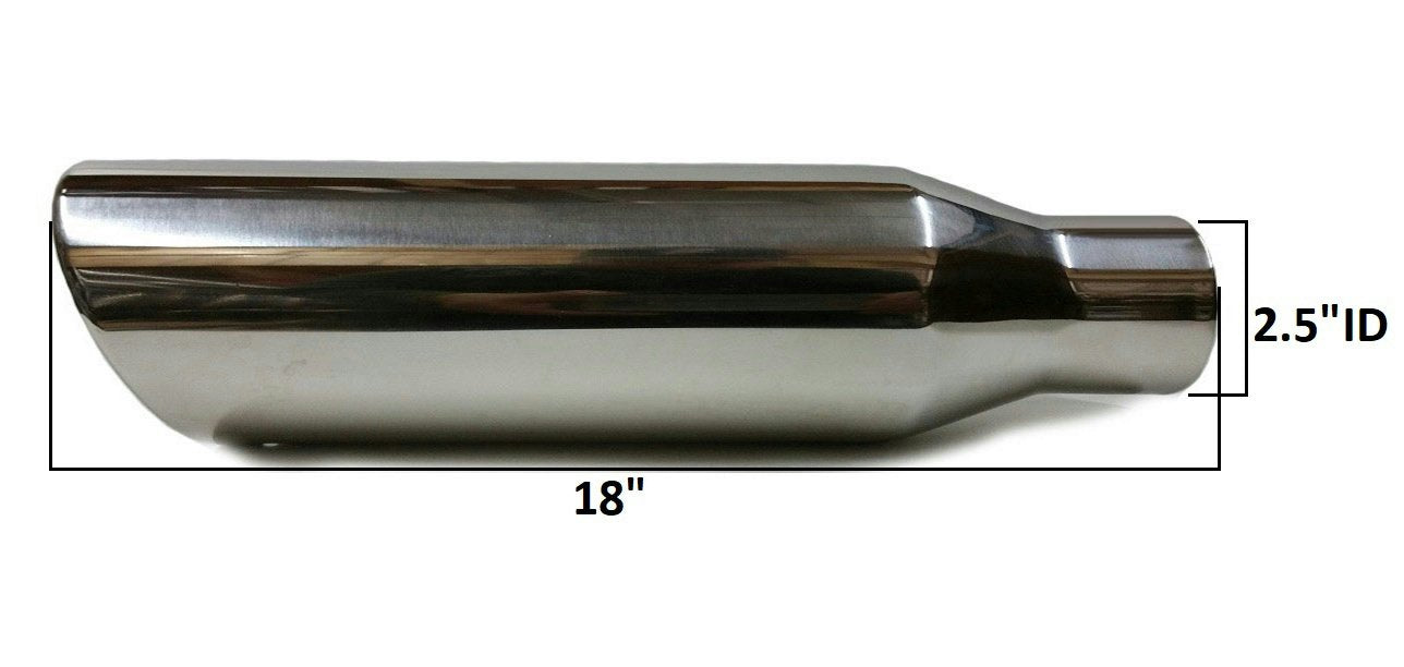 Universal Rolled Edge Angle Cut Exhaust Tip (2.5" Inlet, 4" Outlet, 18" Length)