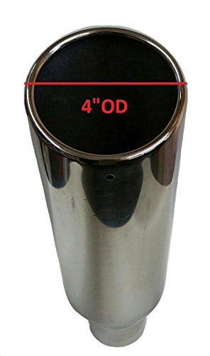 Universal Rolled Edge Angle Cut Exhaust Tip (2.5" Inlet, 4" Outlet, 18" Length)