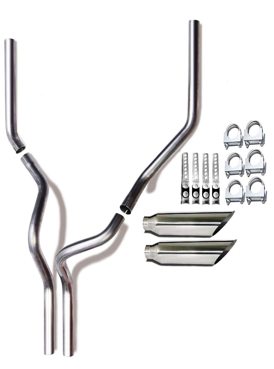 1987–2002 Chevrolet Silverado/C/K 1500 and 2500 Dual 2.5'' Mandrel-Bent Exhaust Pipe with Rounded Edge Tips for Gas Models