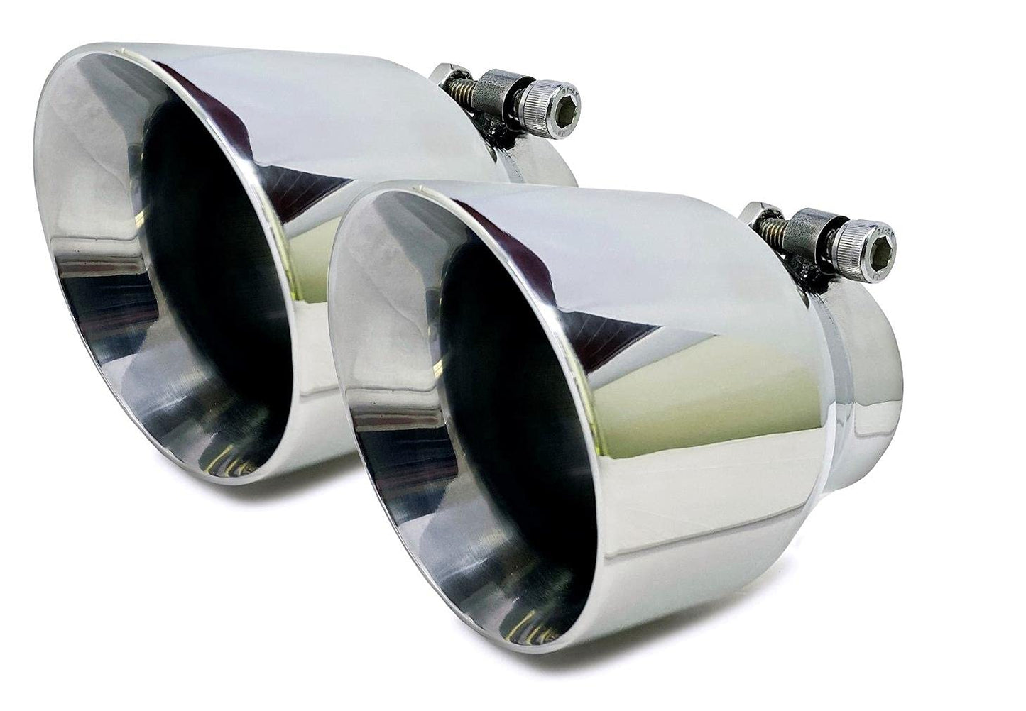 Colt Exhaust | (2 Pack) Stainless Steel Double Wall Round Exhaust Tips 2.5" Inches ID x 4" OD and 5.5" Long (Bolt on) | Automotive Replacement Part