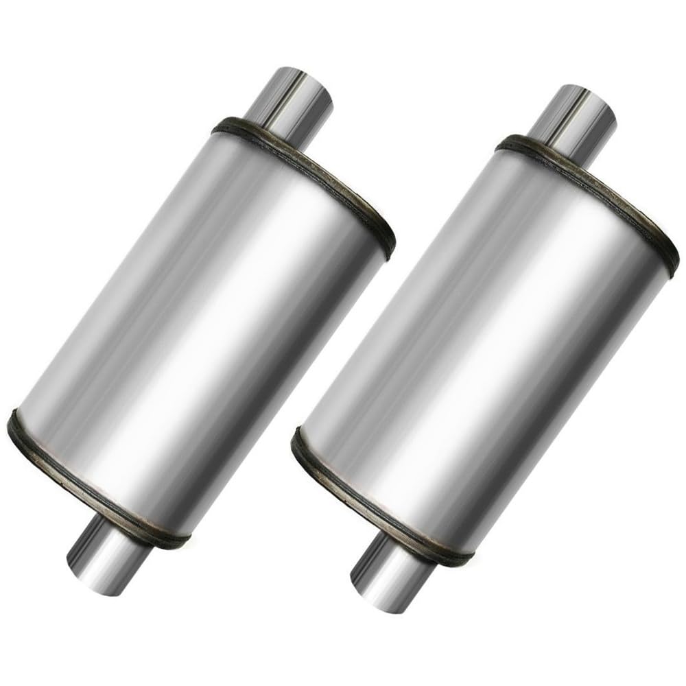 Colt Exhaust | 2 Pack Stainless Steel Pair of Universal Performance Muffler 2.5" Inch Inlet x 2.5" Inch Outlet x 24" Inch Long | Automotive Replacement Part