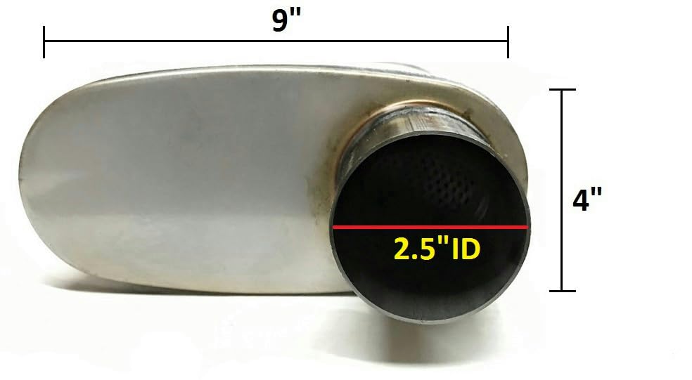 Colt Exhaust | 2 Pack Stainless Steel Pair of Universal Performance Muffler 2.5" Inch Inlet x 2.5" Inch Outlet x 24" Inch Long | Automotive Replacement Part