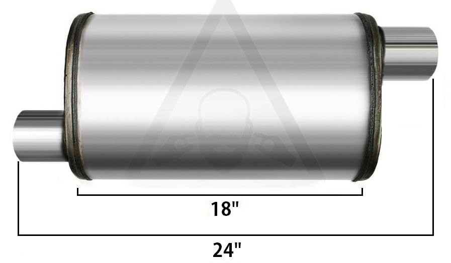 Colt Exhaust | 2 Pack Stainless Steel Pair of Universal Performance Muffler 2.5" Inch Inlet x 2.5" Inch Outlet x 24" Inch Long | Automotive Replacement Part