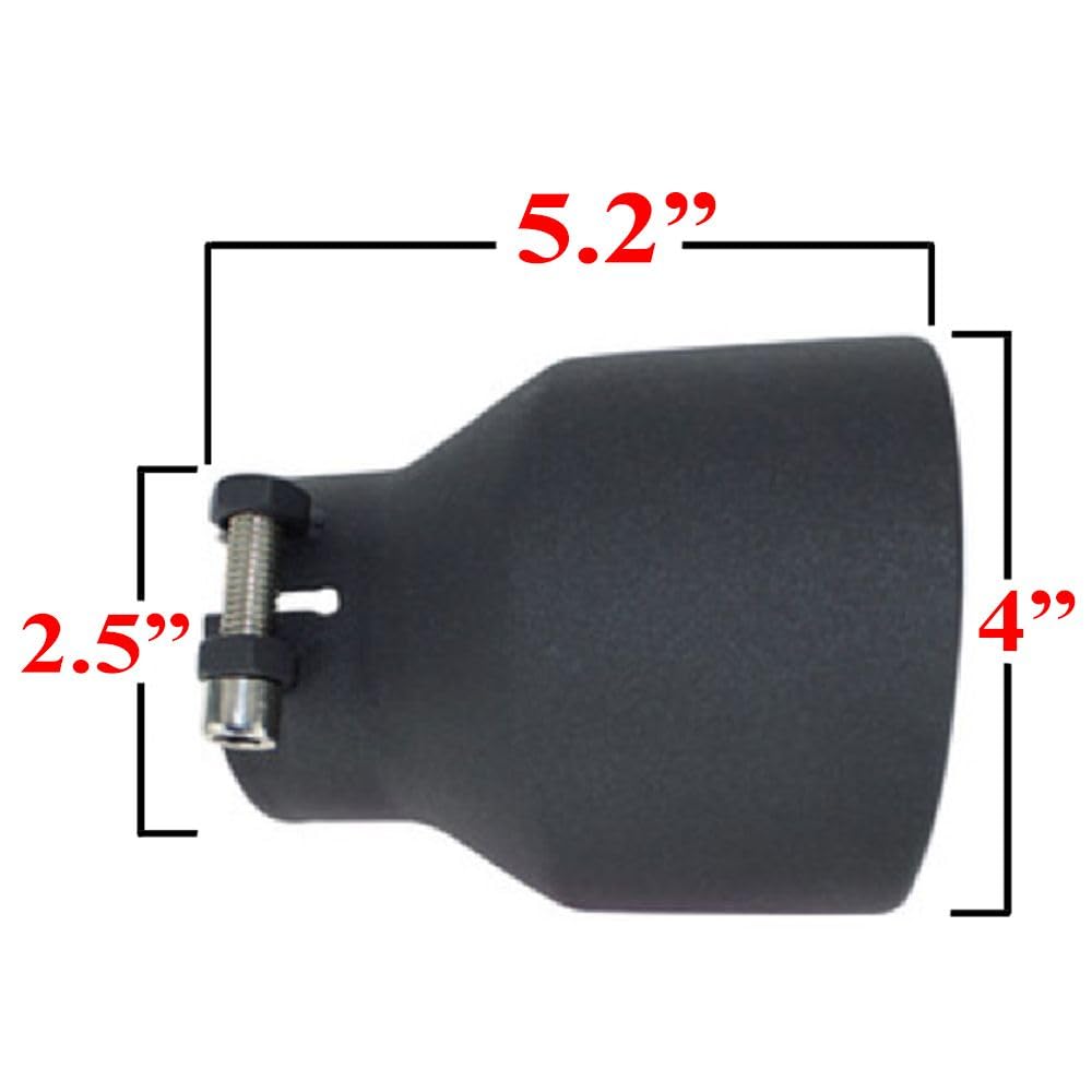 Colt Exhaust | Stainless Steel Universal Exhaust Tip 2.5" Inch ID x 4" Inch OD x 5.2" Inch Long Black Coated | Automotive Replacement Part