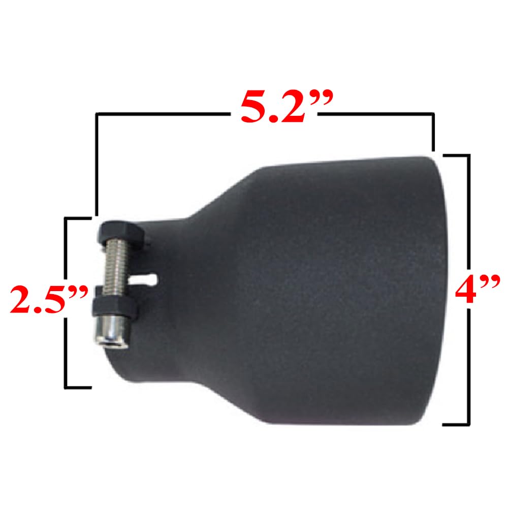 Stainless Steel - 2 Pack Universal Exhaust Tips 2.5" Inch ID / 4" Inch OD / 5.2" Inch Long Powder Coated Black