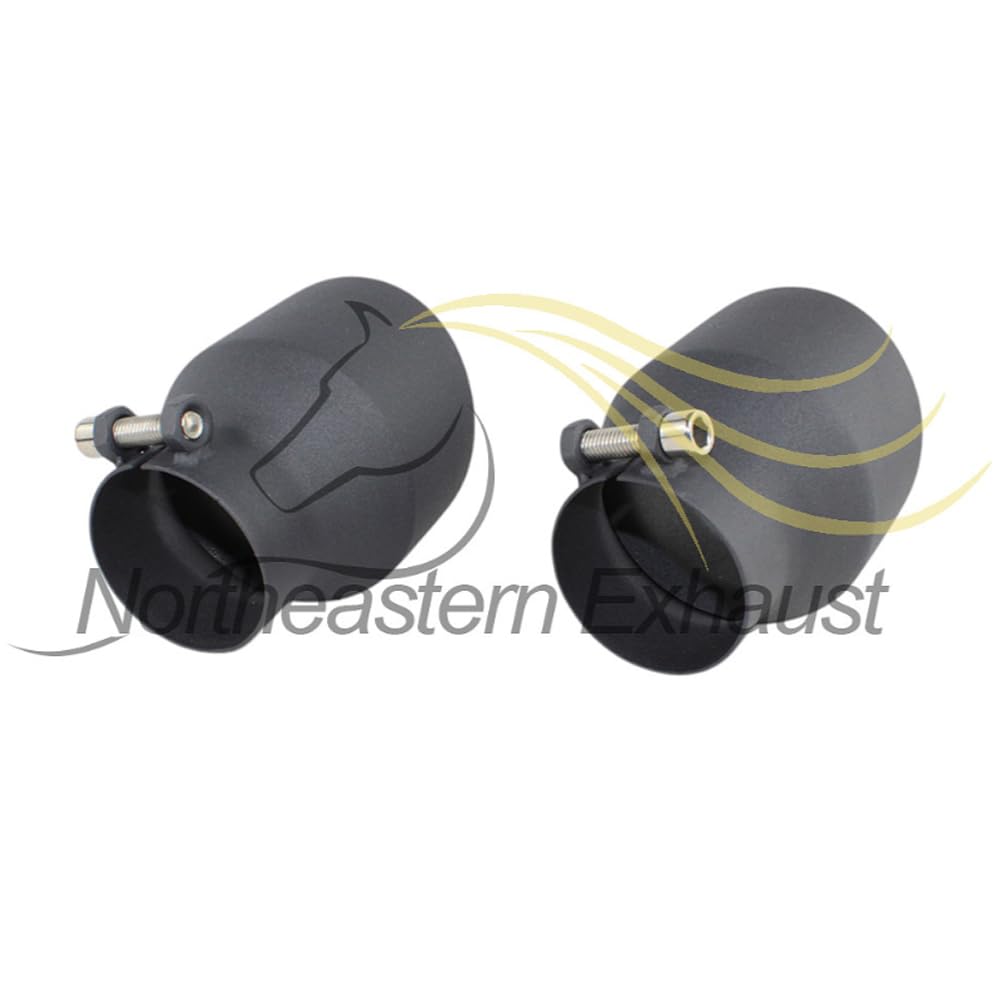 Stainless Steel - 2 Pack Universal Exhaust Tips 2.5" Inch ID / 4" Inch OD / 5.2" Inch Long Powder Coated Black