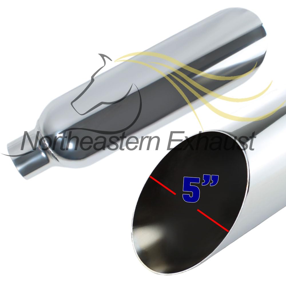 Colt Exhaust | Stainless Steel Exhaust Tip Universal Angle Cut 5 Inch Chrome Exhaust Tip (2.5" ID x 5" OD x 17" Long) | Automotive Replacement Part