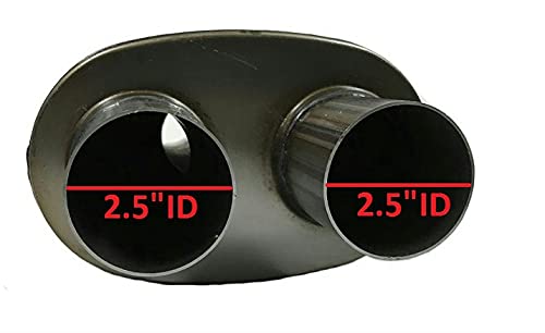 Universal Single Chamber Muffler 2.5" Center Inlet 2.5" Dual Outlet 20" Long