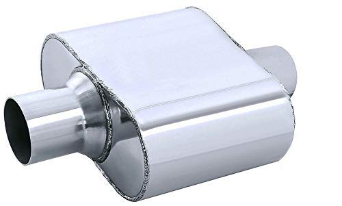 Stainless Steel Pair of Center Single Chamber Performance Exhaust Race Muffler Universal Fit (2.5" ID/OD x 13" Long)
