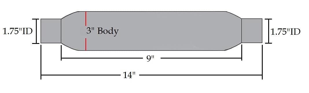 Colt Exhaust | Stainless Steel Universal Muffler Glasspack ( 1.75" ID/OD x 14" Long )