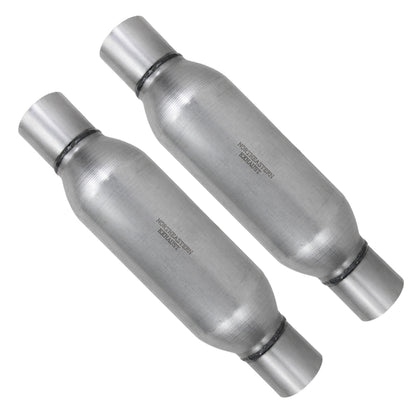 3 Inch ID/OD, 17 Inch Long Pair of Single Chamber Performance Race Round Universal Mufflers