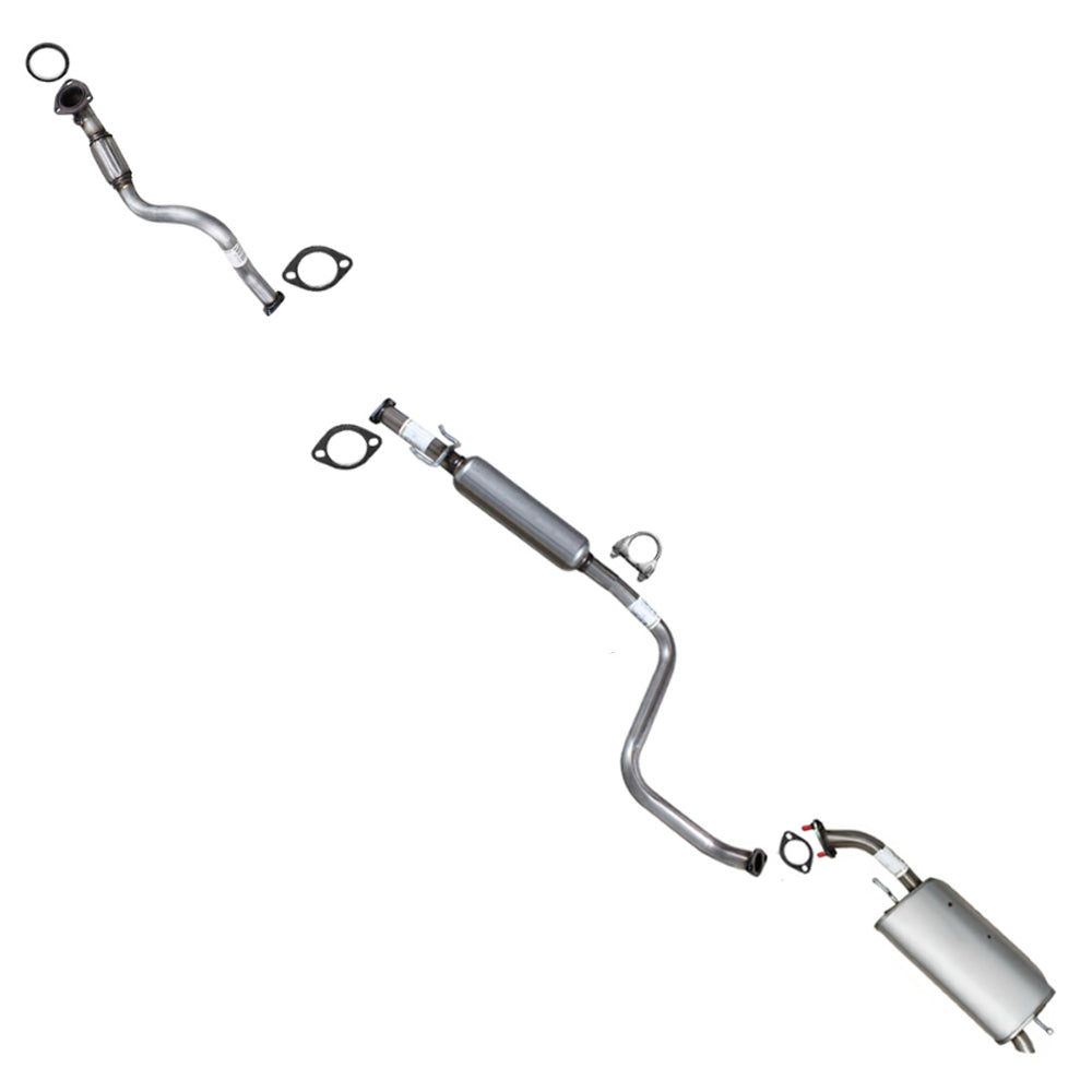 Front Exhaust Pipe, Resonator and Muffler for 2009-2011 Chevrolet Aveo5 1.6L | 2009 Pontiac G3 1.6L