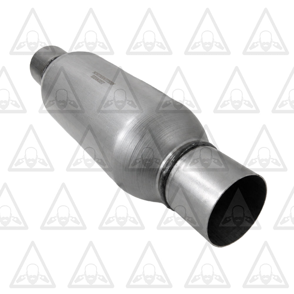 3 Inch ID/OD, 17 Inch Long Pair of Single Chamber Performance Race Round Universal Mufflers