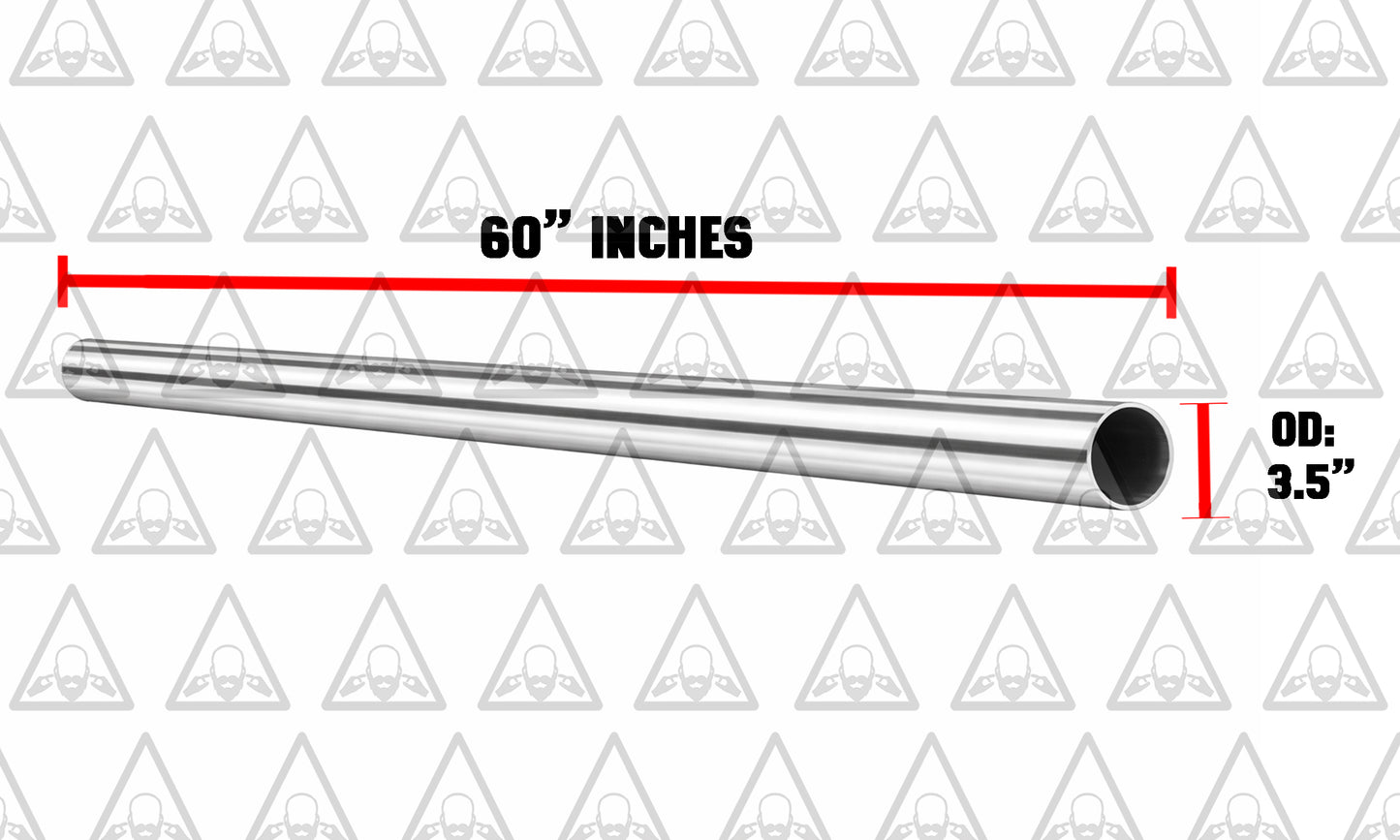 Stainless Steel Straight Exhaust Pipe 3.5" ID/OD x 5' ft long w/ 2 band clamps