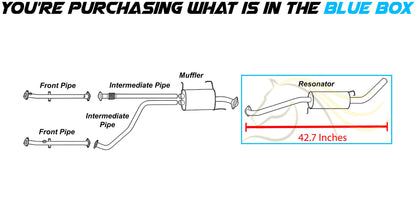 Exhaust Resonator Pipe w/ Hangers for 1996-2000 Nissan Pathfinder and Infiniti QX4 3.3L