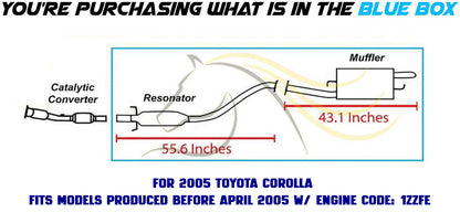 2003-2005 Toyota Corolla 1.8L Exhaust Resonator & Muffler w/ Hanger Stainless Steel