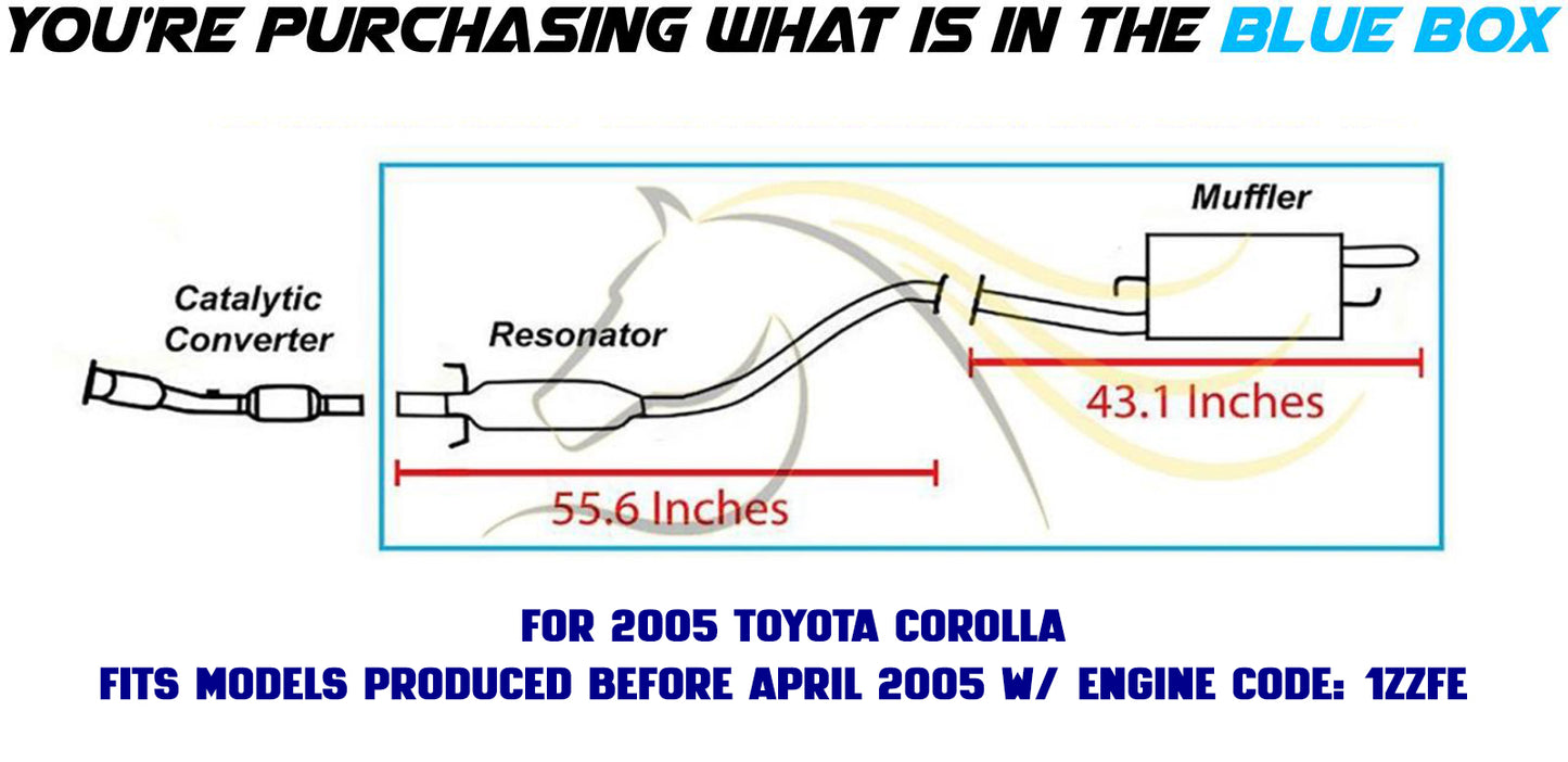 2003-2005 Toyota Corolla 1.8L Muffler Resonator Pipe Exhaust System Kit