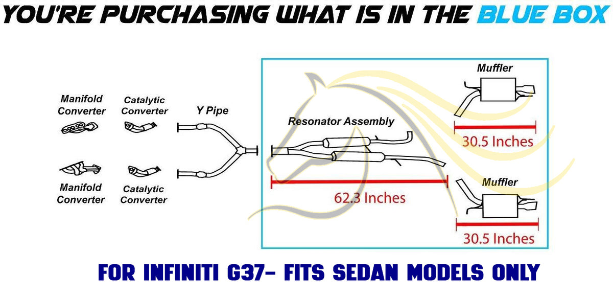 2007-2008 INFINITI G35 3.5L and 2007-2013 INFINITI G37 3.7L  Exhaust Resonator Pipe and Mufflers