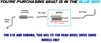 Northeastern Exhaust | Stainless Steel Exhaust Muffler with Hangers Compatible for Chevrolet S10/GMC Sonoma/Isuzu Hombre 1998-2000 2.2L |   Free Clamps and Hangers Included