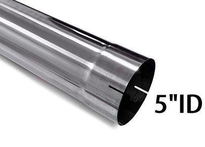 Polished Stainless Steel Exhaust Straight Pipe 5" ID/OD x 51" Long