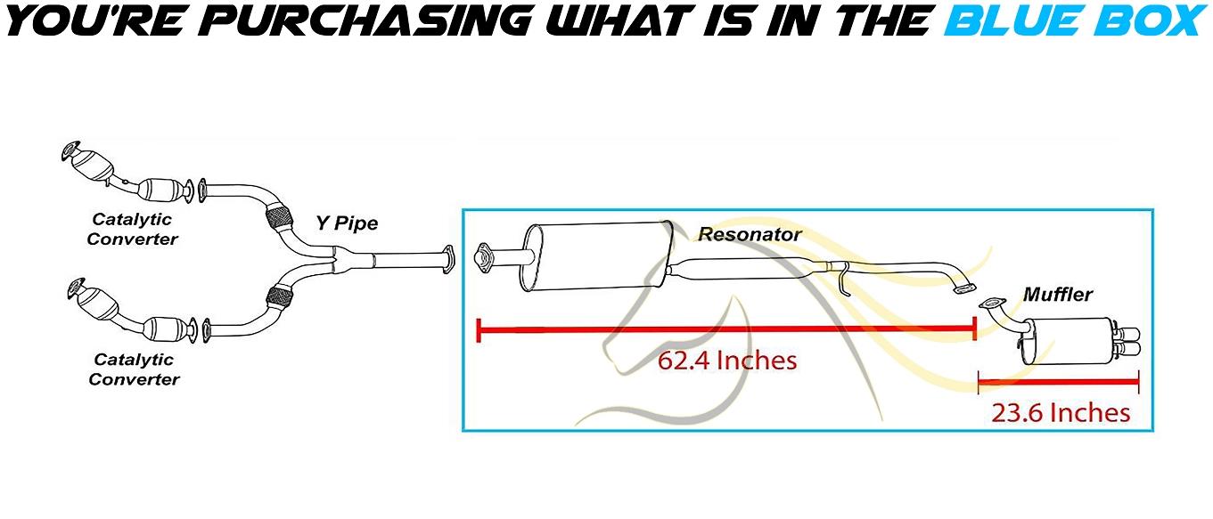 2003-2004 Infiniti G35 3.5L Exhaust Resonator Pipe & Muffler with Tips - For RWD Sedan models