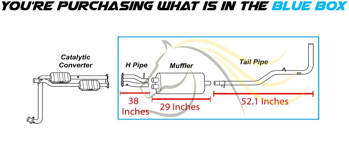 H Pipe, Muffler, and Tail Pipe for 1996-1999 Chevrolet/GMC C/K 1500 5.7L - 141.5" WB