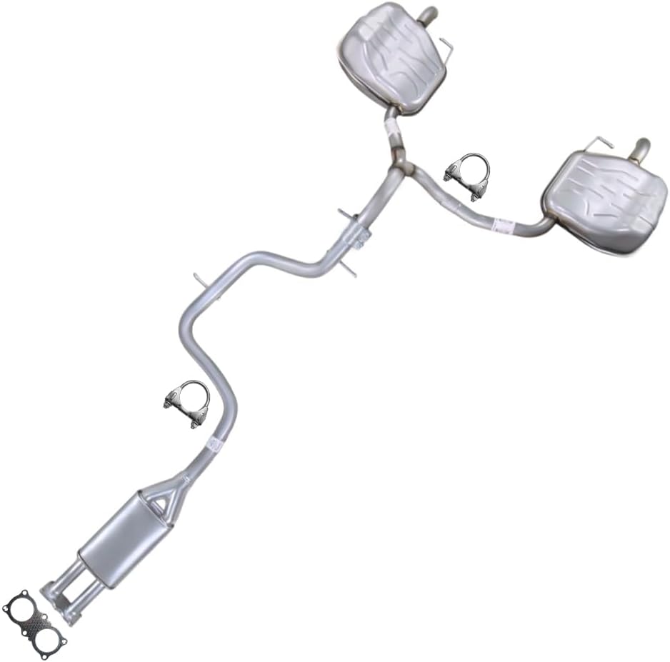 Northeastern Exhaust | Stainless Steel - Resonator Pipe with Pair of Muffler Exhaust System Kit Compatible for 2008-2010Volvo V70 3.2L | Free Clamps and Flange Gasket Included