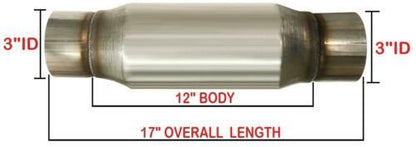 Stainless Steel Pair of 3" Straight Universal Glass Pack Resonator Muffler (3"ID/OD x 17"Long)
