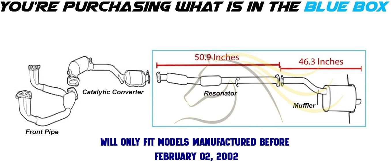 Northeastern Exhaust | Stainless Steel Resonator Pipe, Muffler Exhaust System Kit fits Subaru Forester 2002-2005 2.5L | Free Gaskets Included