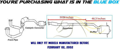 Northeastern Exhaust | Stainless Steel Resonator Pipe, Muffler Exhaust System Kit fits Subaru Forester 2002-2005 2.5L | Free Gaskets Included