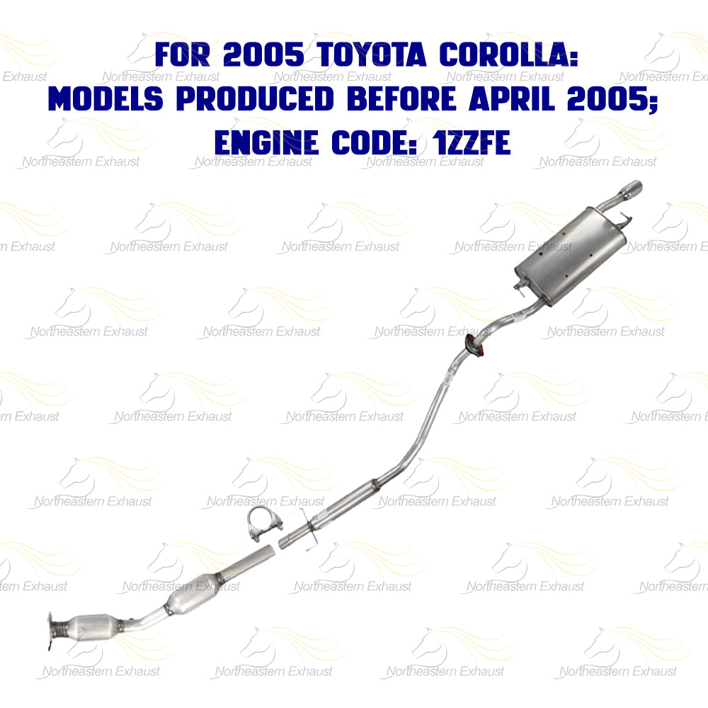 2003-2005 Toyota Corolla 1.8L Catalytic, Resonator Pipe and Muffler EPA