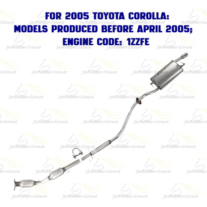 2003-2005 Toyota Corolla 1.8L Catalytic, Resonator Pipe and Muffler EPA