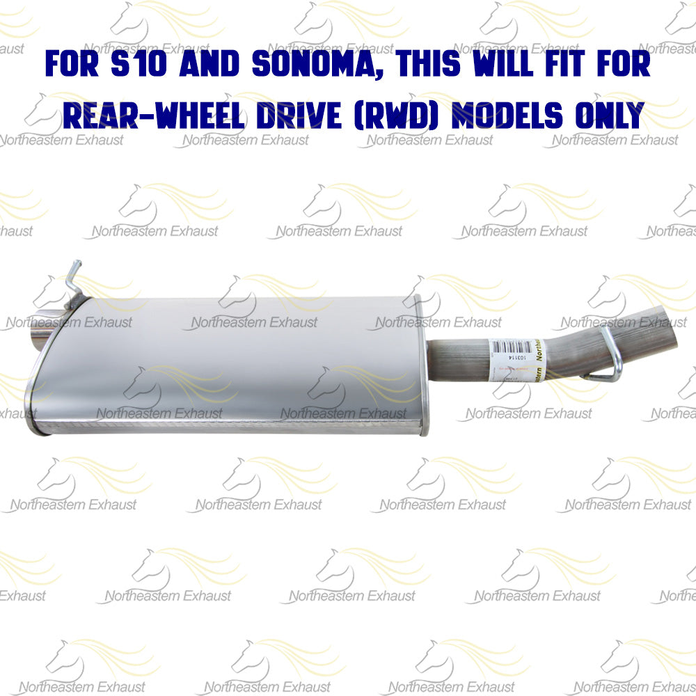 Northeastern Exhaust | Stainless Steel Exhaust Muffler with Hangers Compatible for Chevrolet S10/GMC Sonoma/Isuzu Hombre 1998-2000 2.2L |   Free Clamps and Hangers Included