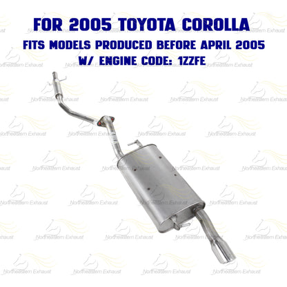2003-2005 Toyota Corolla 1.8L Exhaust Resonator & Muffler w/ Hanger Stainless Steel