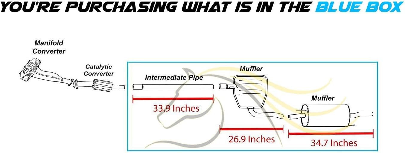 1995-2002 Volkswagen Golf and Cabrio 2.0L Exhaust Pipe, Front and Rear Muffler