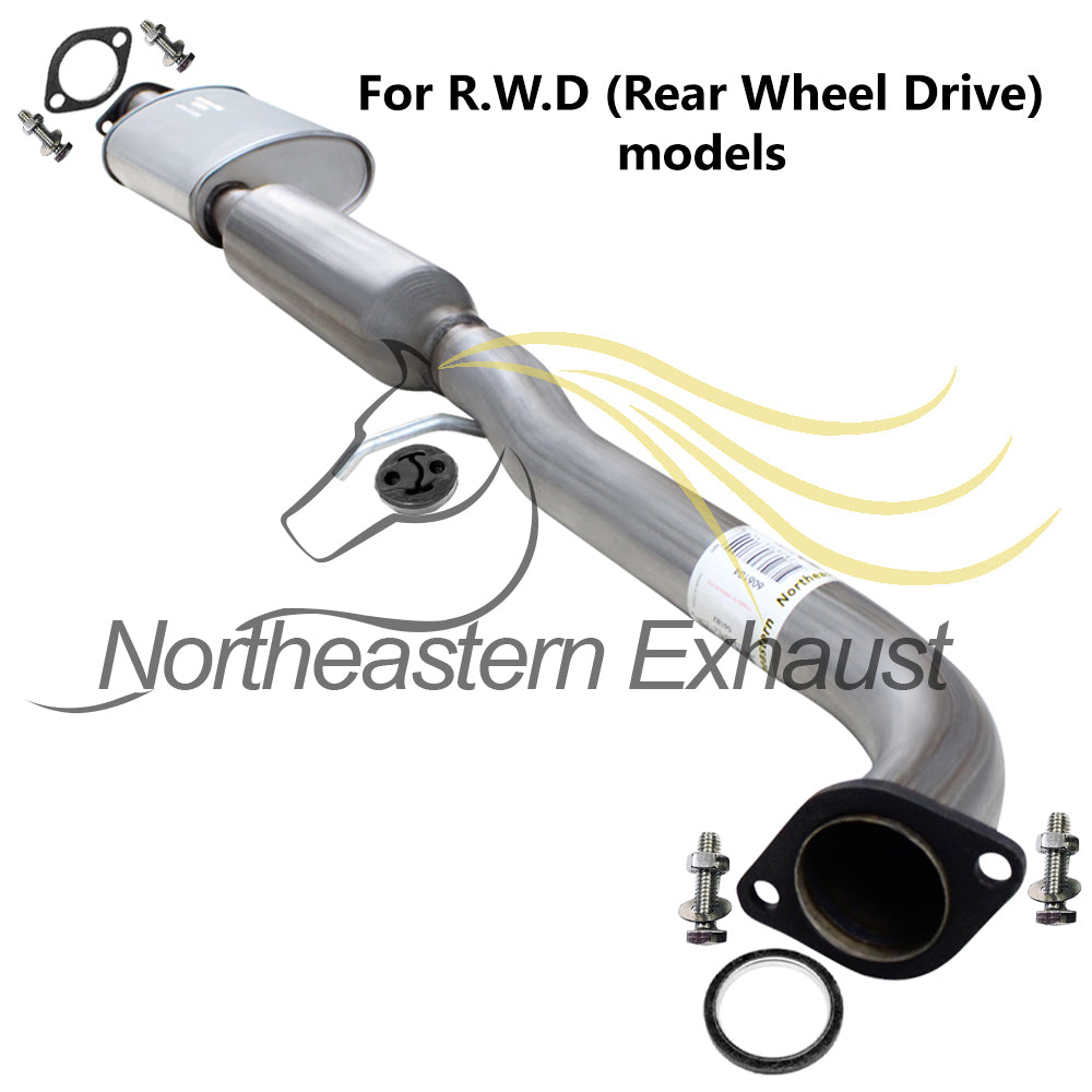 2003-2004 Infiniti G35 3.5L Exhaust Resonator Pipe & Muffler with Tips - For RWD Sedan models