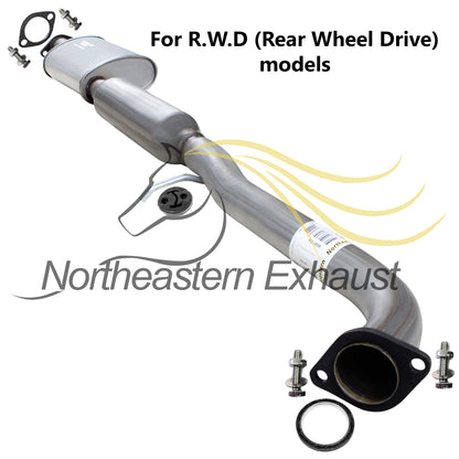 2003-2004 Infiniti G35 3.5L Exhaust Resonator Pipe & Muffler with Tips - For RWD Sedan models