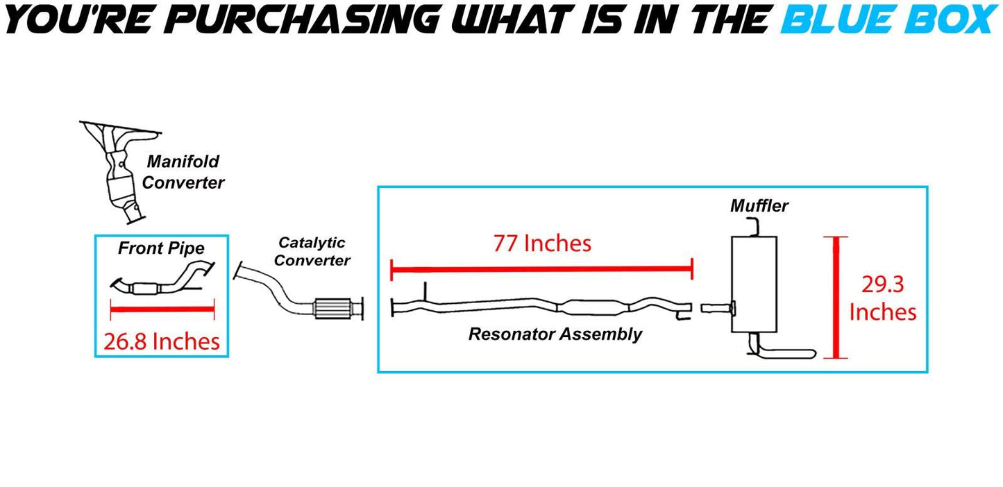 Front Flex Pipe, Resonator and Muffler  for 2008-2013 Nissan Rogue 2.5L | 2014-2015 Rogue Select 2.5L