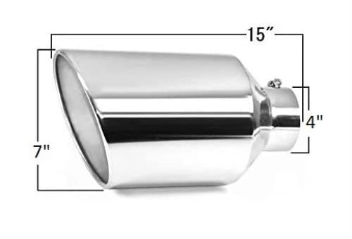 Colt Exhaust Bolt on Rolled Edge Slant Stainless Exhaust Tip 4 Inch x 7 Inch x 15 Inch
