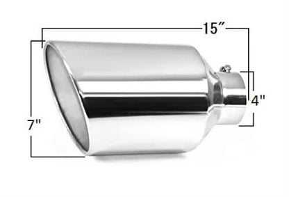 Colt Exhaust Bolt on Rolled Edge Slant Stainless Exhaust Tip 4 Inch x 7 Inch x 15 Inch