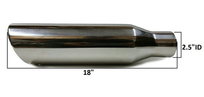 Universal Rolled Edge Angle Cut Exhaust Tip (2.5" Inlet, 4" Outlet, 18" Length)