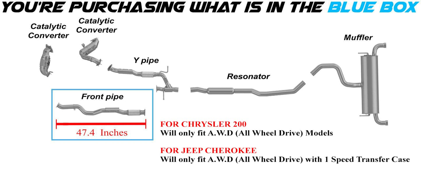 2014-2018 Jeep Cherokee 3.2L | 2015-2017 Chrysler 200 3.6L A.W.D Exhaust Front Pipe