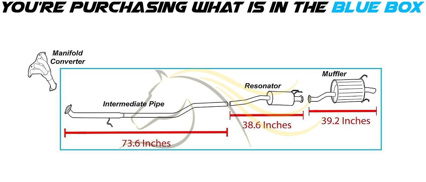 2001-2005 Honda Civic 1.7L Intermediate Pipe, Resonator and Muffler Exhaust