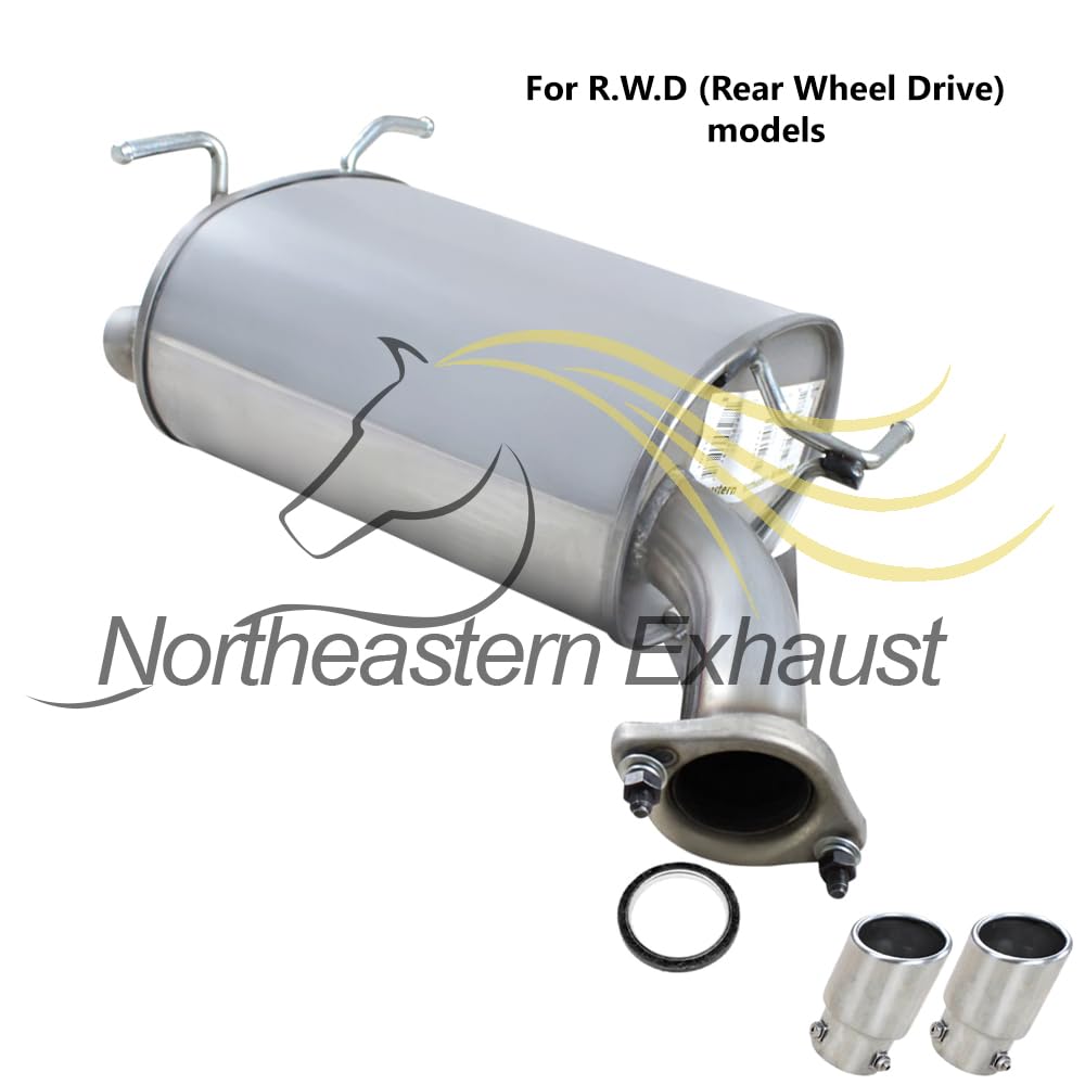 Northeastern Exhaust | Stainless Steel Resonator, Muffler Exhaust System Kit Compatible for Infiniti G35 2003-2004 3.5L | Sedan RWD | Free Gaskets and Tips Included
