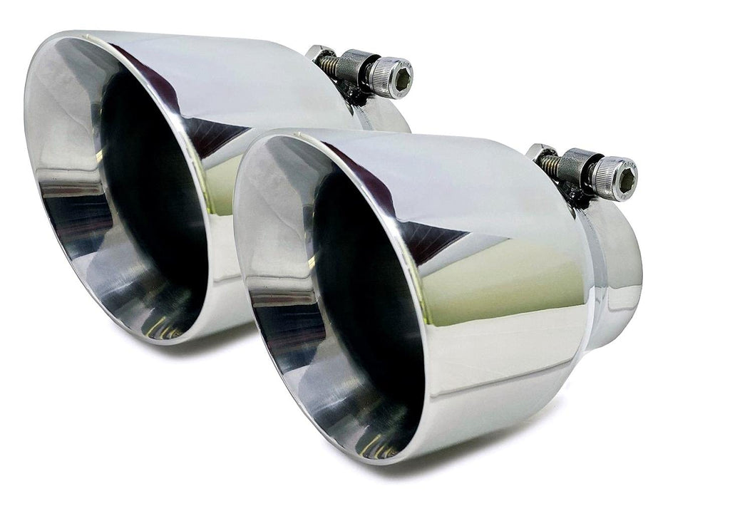Colt Exhaust | (2 Pack) Stainless Steel Double Wall Round Exhaust Tips 2.5" Inches ID x 4" OD and 5.5" Long (Bolt on) | Automotive Replacement Part