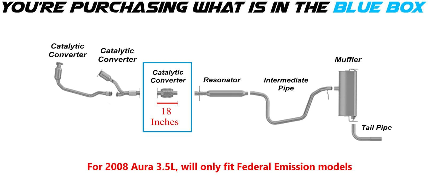 Rear Catalytic Converter for 2007-2009 Aura | 2008-2012 Malibu | 2007-2010 Pontiac G6 | 3.5L 3.6L