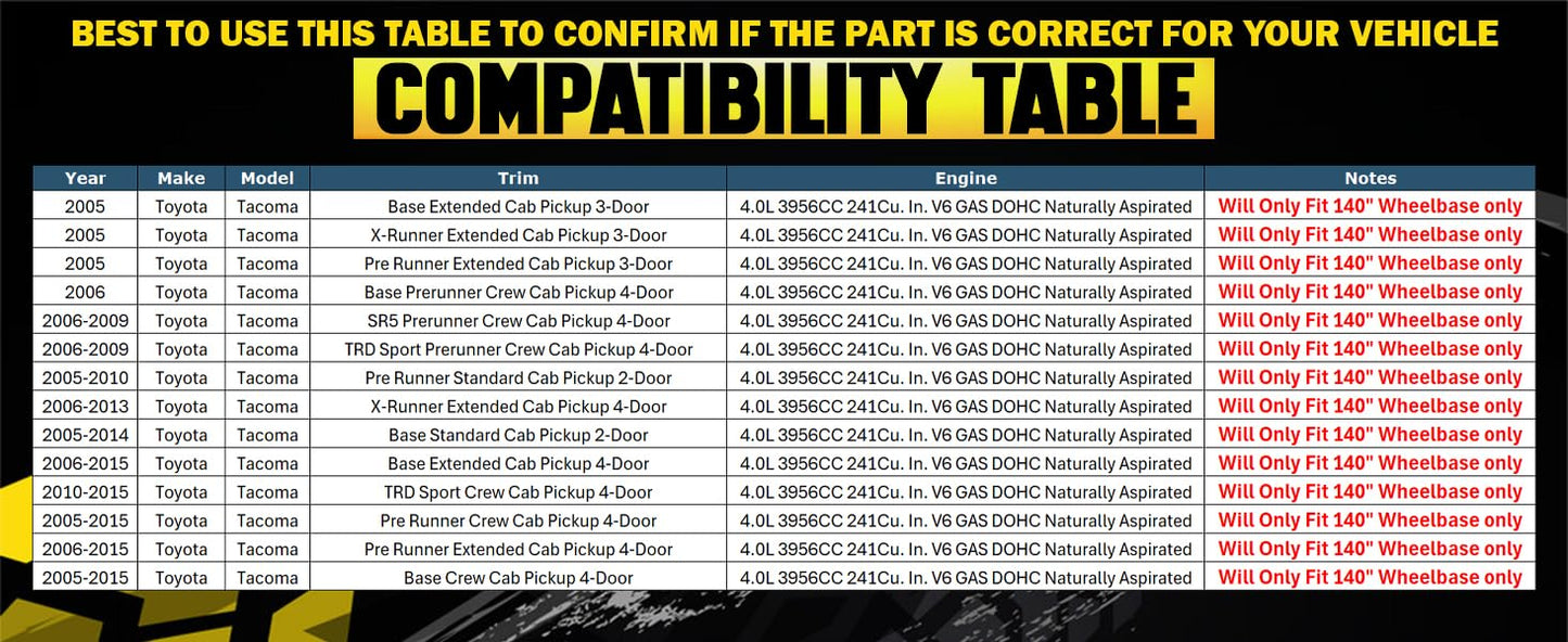 2005-2015 Toyota Tacoma 4.0L Exhaust Pipe | 140" Wheelbase