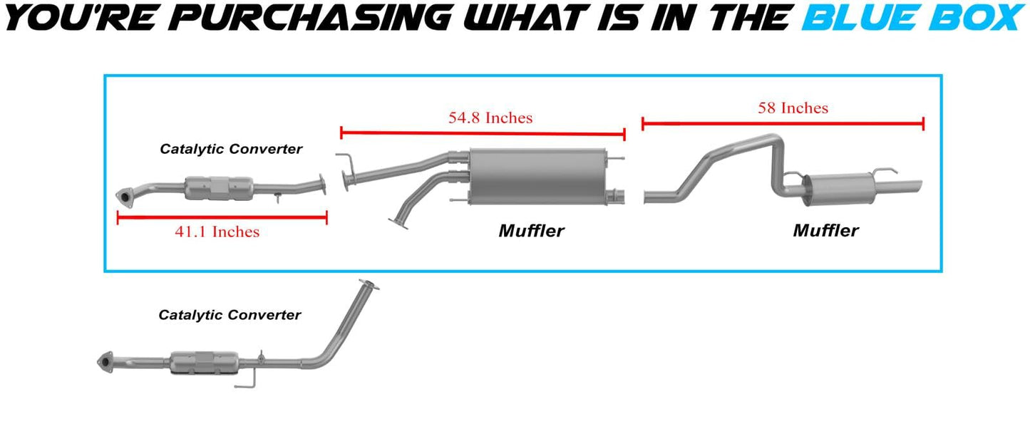 2001-2004 Toyota Sequoia 4.7L Passenger-Side Catalytic, Front and Rear Mufflers